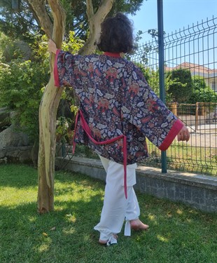 Lacivert Kısa Kimono