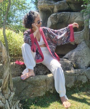 Lacivert Kısa Kimono