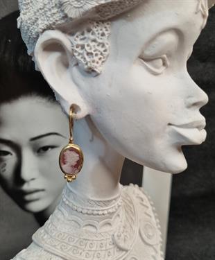 Lady Cameo Akik Taş Gümüş Küpe