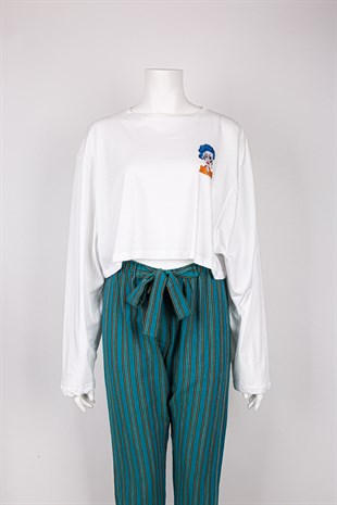 Mavi Saçlı Kız Crop Top