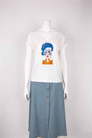 Mavi Saçlı Kız T-shirt