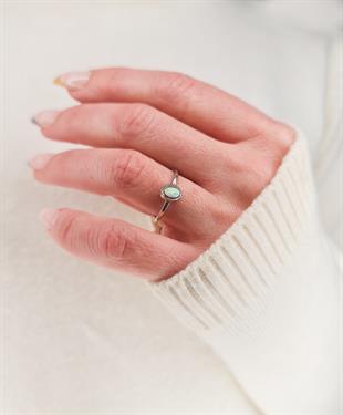 Mini Opal Taşlı Gümüş Yüzük