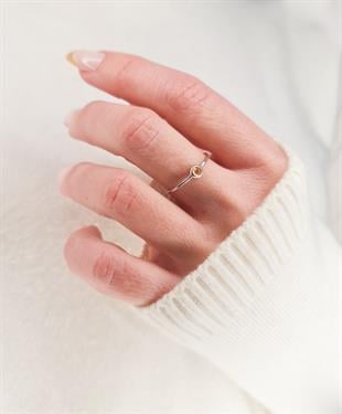 Mini Sitrin Taş Detaylı Çıtır Gümüş Yüzük