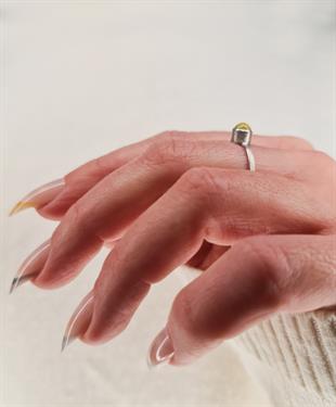 Opalit Tek Taş Retro Gümüş Kadın Yüzük