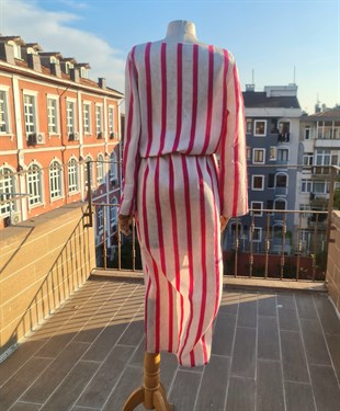 Pembe Çizgili Tunik Elbise