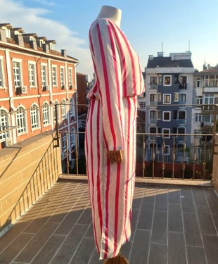 Pembe Çizgili Tunik Elbise