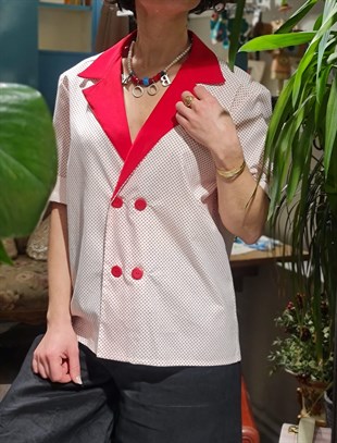 Retro Puantiye Gömlek