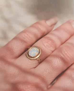 Retro Style Opal Gümüş Yüzük