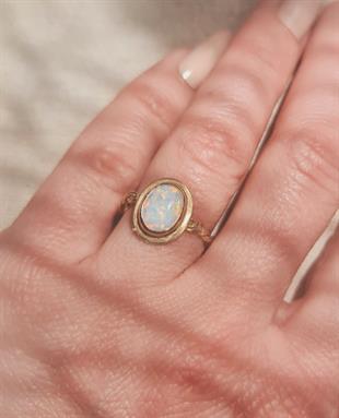 Retro Style Opal Gümüş Yüzük