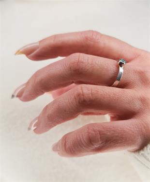 Sarı Opalit Tek Taş Gümüş İnce Kadın Yüzük