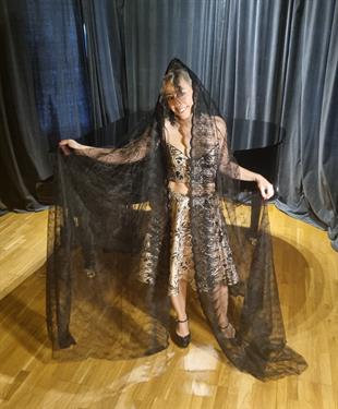 Siyah Dantel Özel Kesim Tasarım Kimono