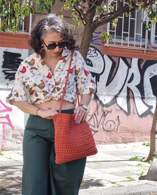 Tavuk Desenli Kadın Gömlek