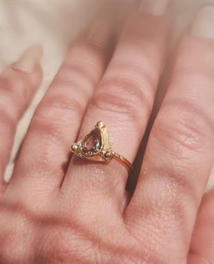 Zultanit Taşlı Gümüş 14 Ayar Altın Kaplama El Yapımı Yüzük