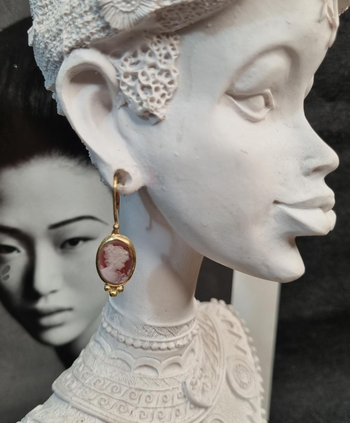 Lady Cameo Akik Taş Gümüş Küpe
