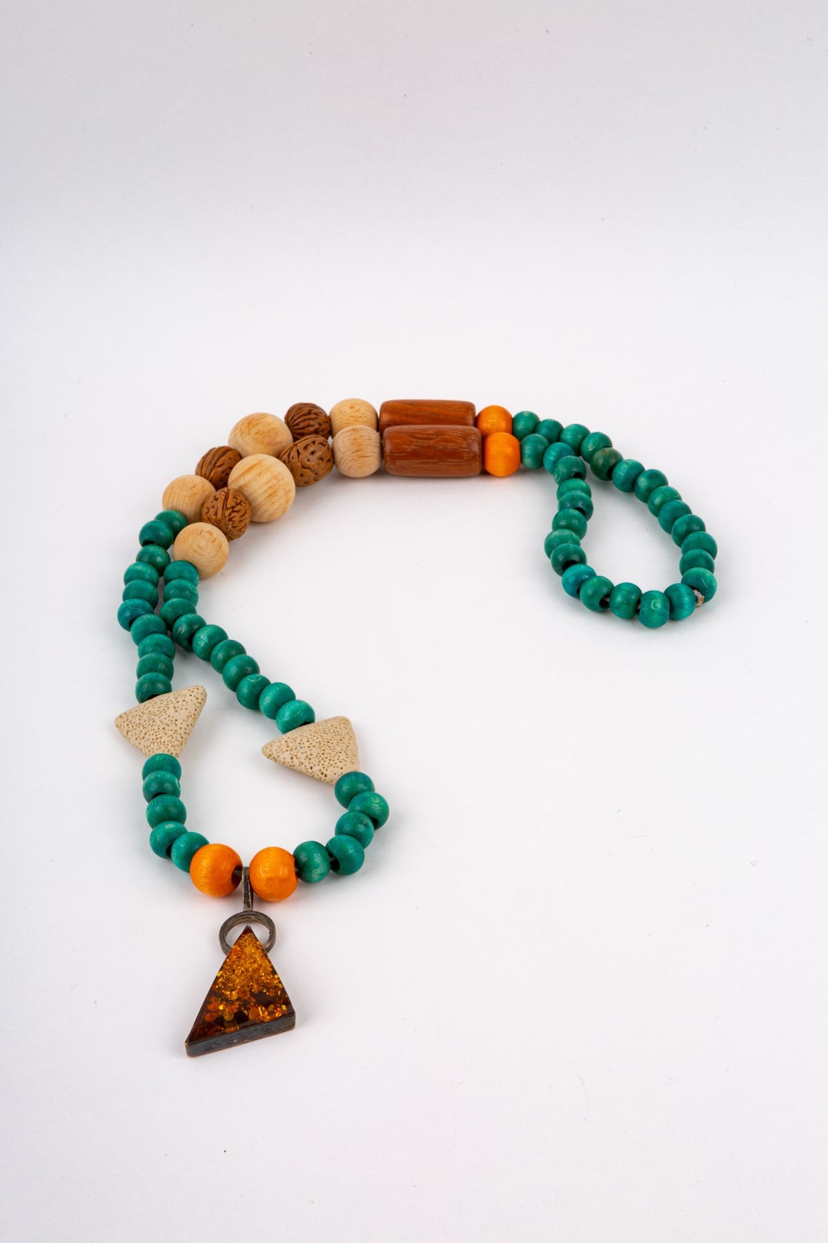 Lav Taşlı Ahşap Mala Kolye