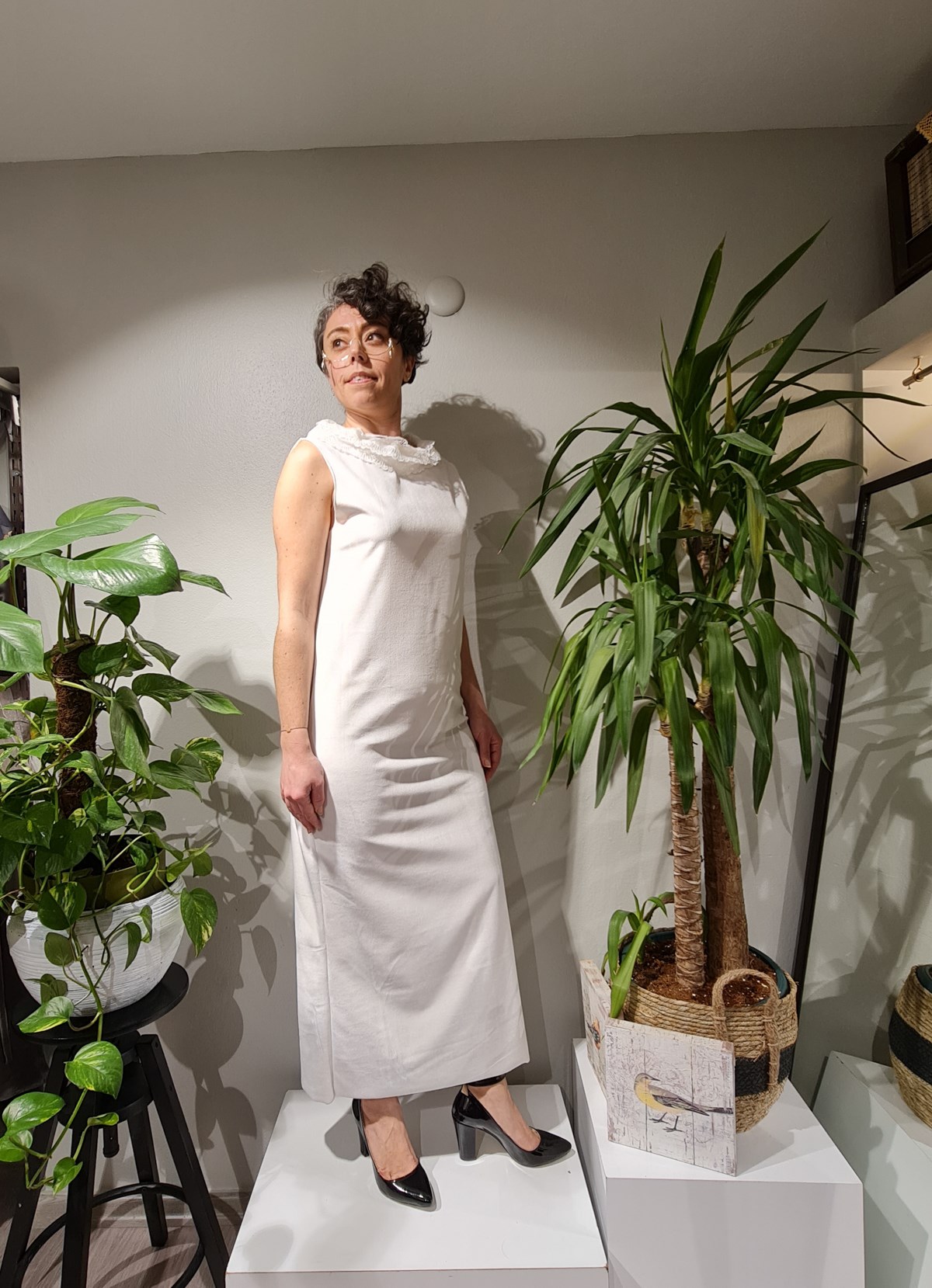 Tot Blanc Kadife Elbise