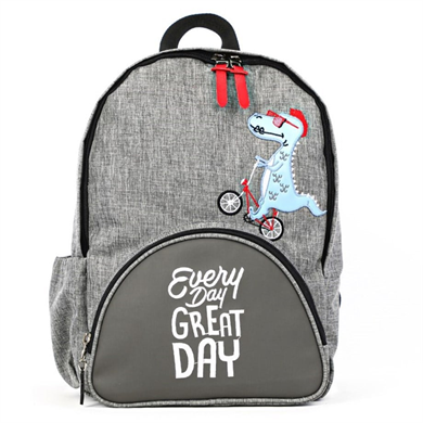 Byc Dino Deri Detaylı Erkek Çocuk Sırt Çantası Gri