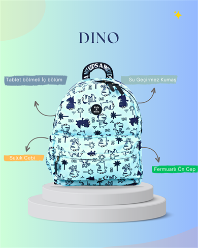 Dino Erkek Çocuk Sırt Çantası Mavi