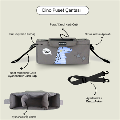 Dino Puset Çantası Gri