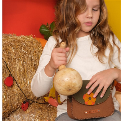 Flower Çiçekli Kız Çocuk Postacı Çanta Haki