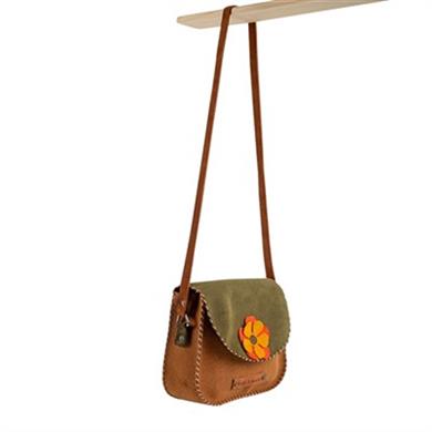 Flower Çiçekli Kız Çocuk Postacı Çanta Haki