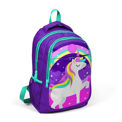 Unicorn Desenli Mor Renk Kız Çocuk Okul Çantası