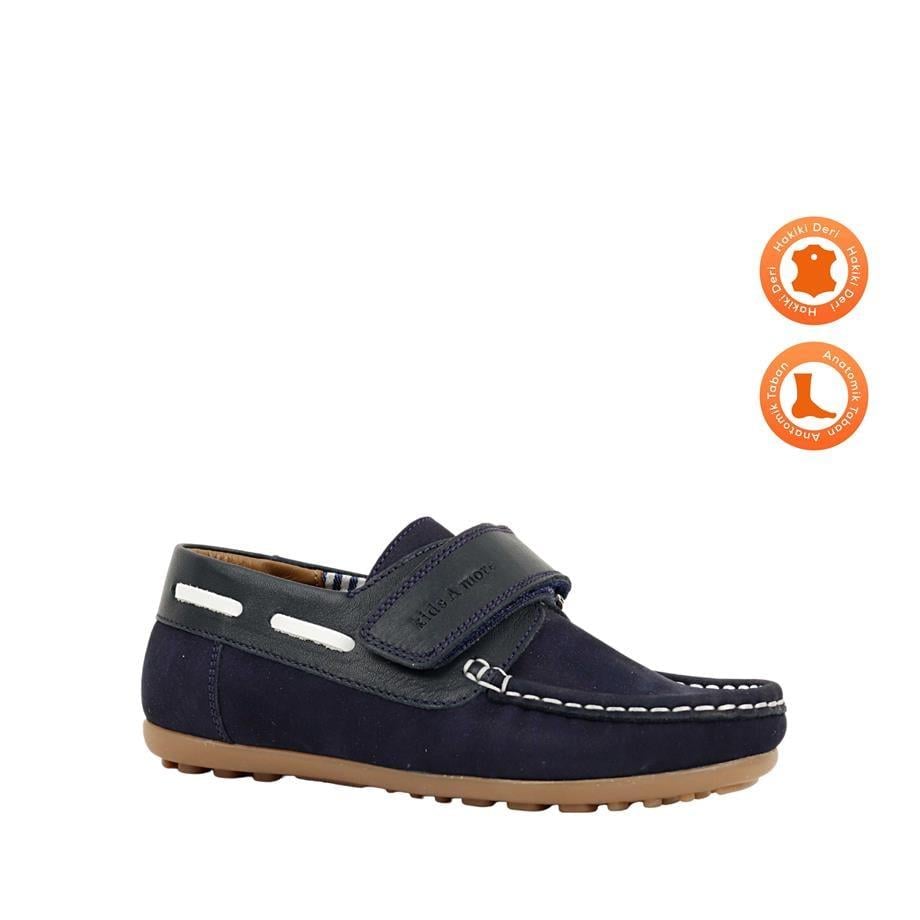 Arlon Tek Cırtlı Deri Erkek Çocuk Loafer Ayakkabı Lacivert