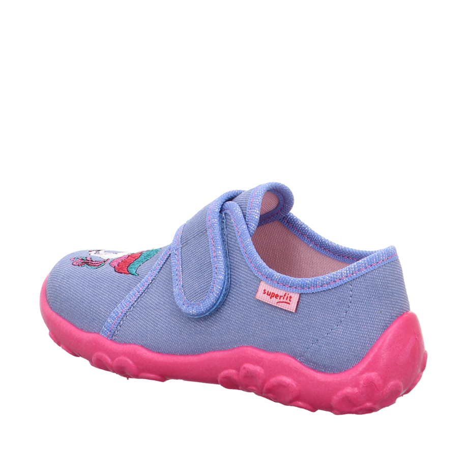 Bonny Superfit Marka Unicorn Nakışlı Kız Çocuk Kreş - Ev Ayakkabısı Mavi