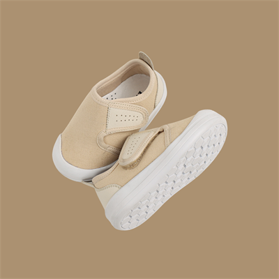 Smart Keten Tek Cırtlı Deri Detaylı Unisex Bebek Ayakkabı Bej