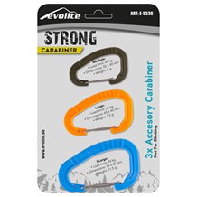 Evolite Strong 3'lü Karabina Seti - Mavi/Turuncu/Haki