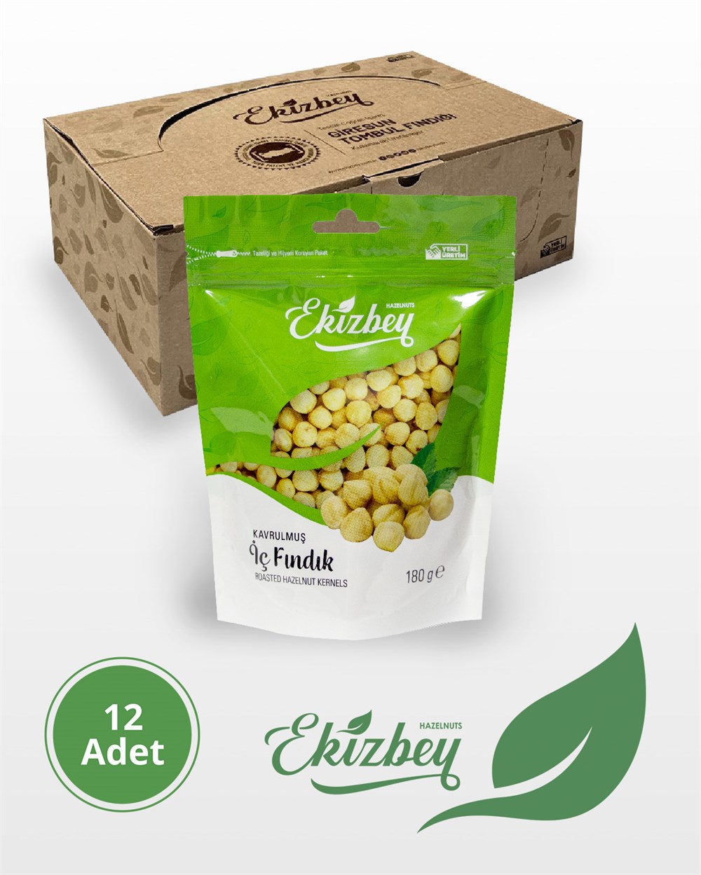 Ekizbey Kavrulmuş İç Fındık 180g 12 Adet