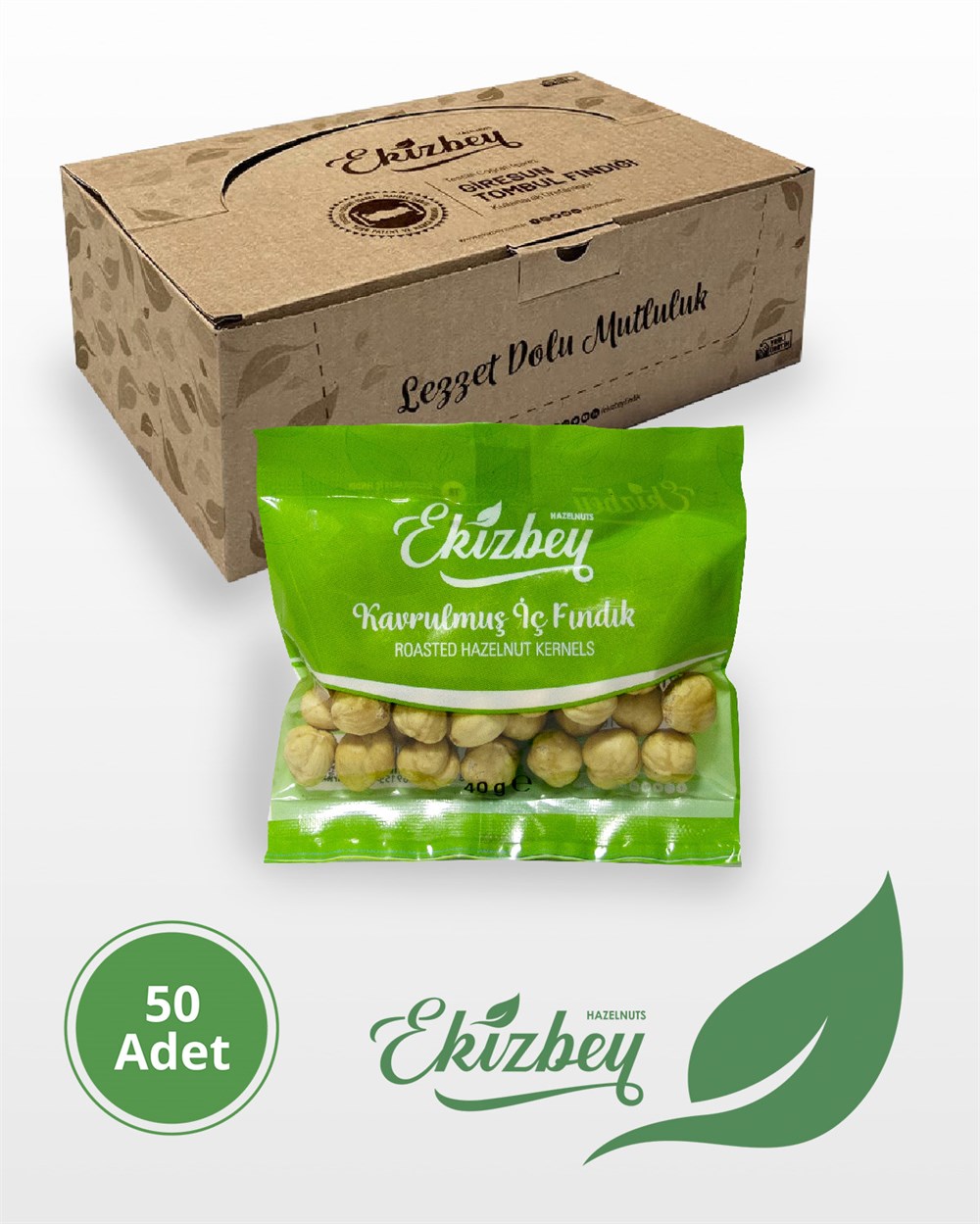 Ekizbey Kavrulmuş İç Fındık 40g 50 Adet