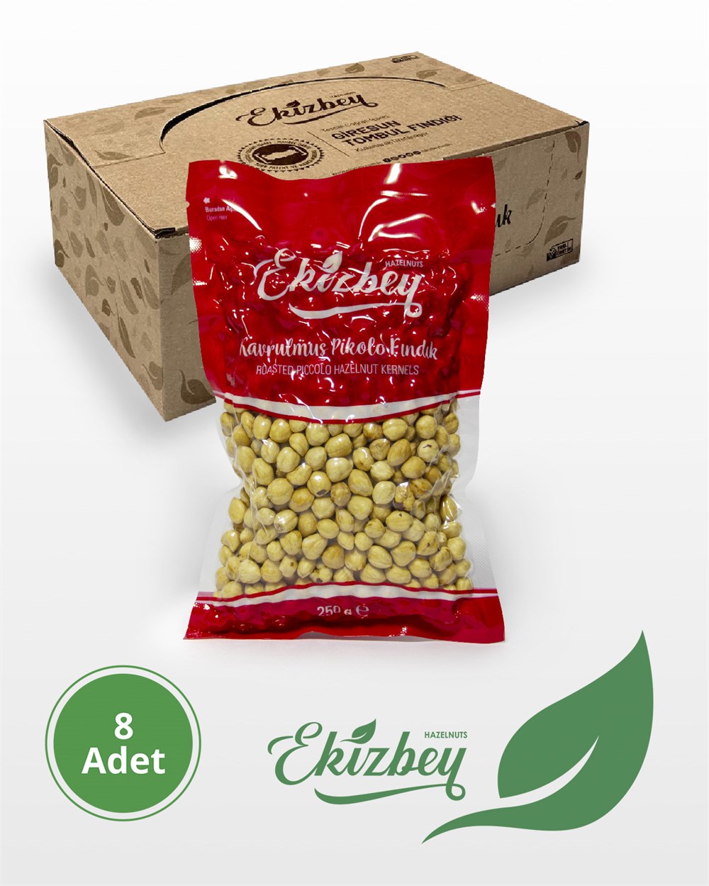 Ekizbey Vakum Kavrulmuş İç Pikolo Fındık 250g 8 Adet