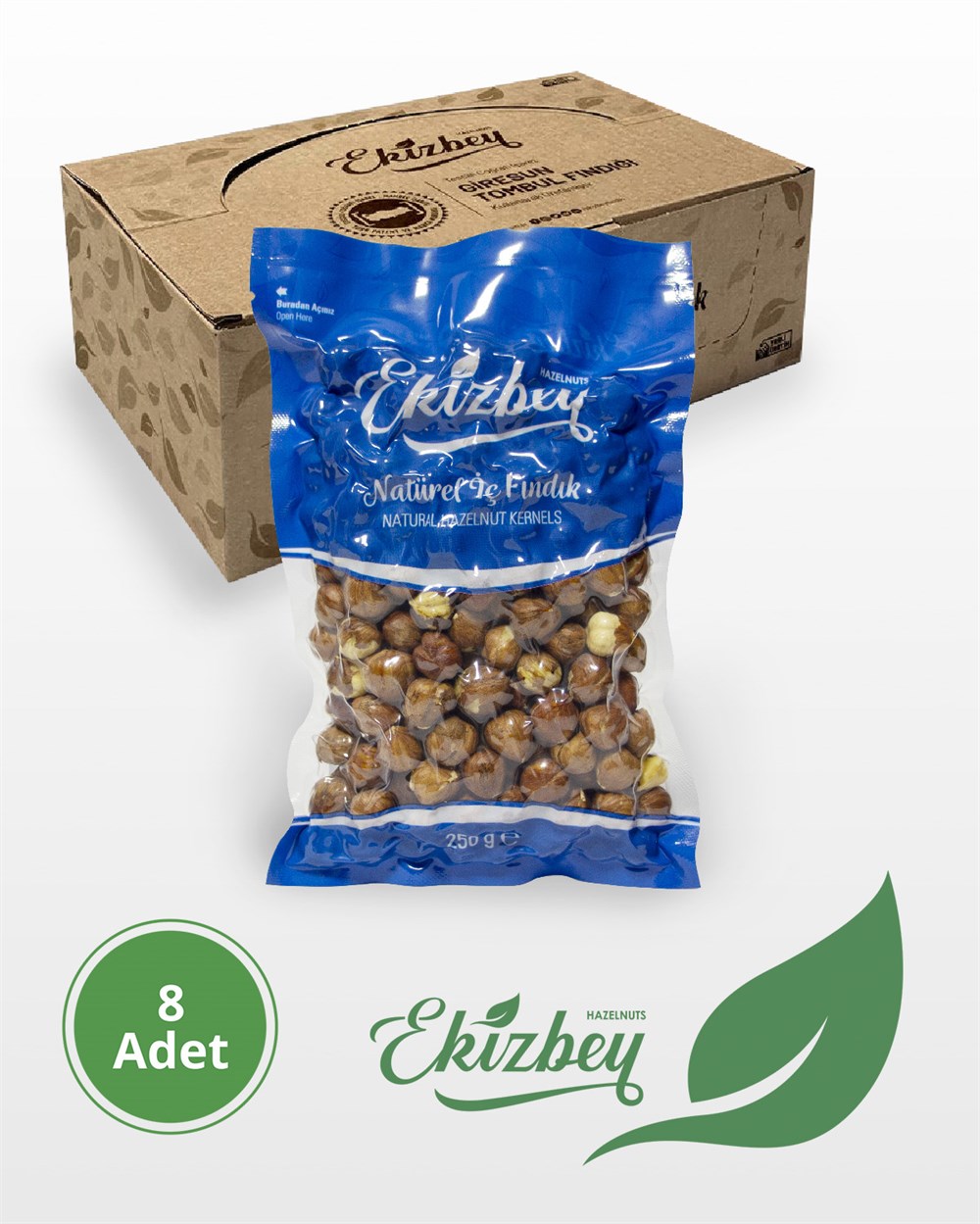 Ekizbey Vakum Natürel İç  Fındık 250g 8 Adet