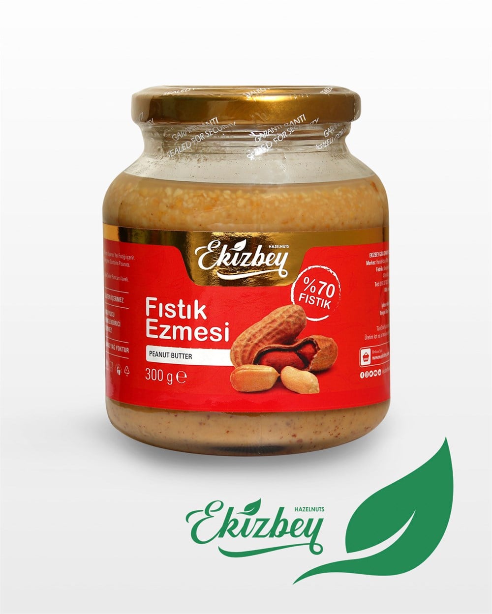 Ekizbey %70 Fıstık Ezmesi 300g Cam Kavanoz