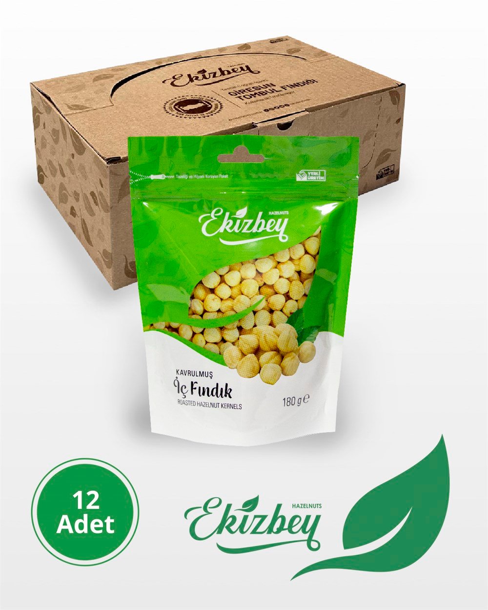 Ekizbey Kavrulmuş İç Fındık 180g 12 Adet