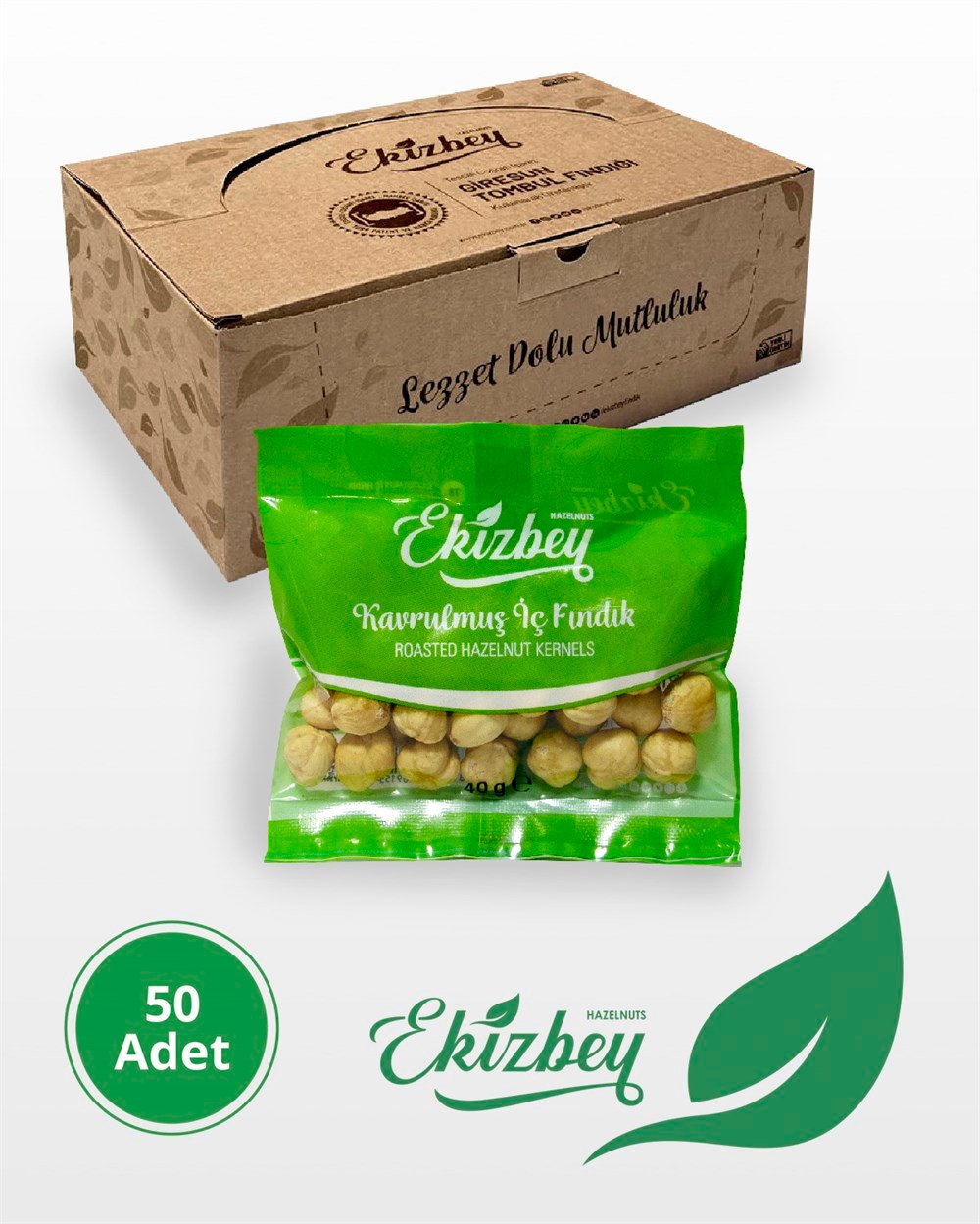 Ekizbey Kavrulmuş İç Fındık 40g 50 Adet