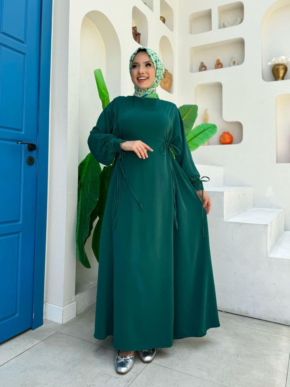 Bağlamalı Elbise Zümrüt