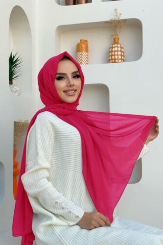 Fuşya Şifon Şal 