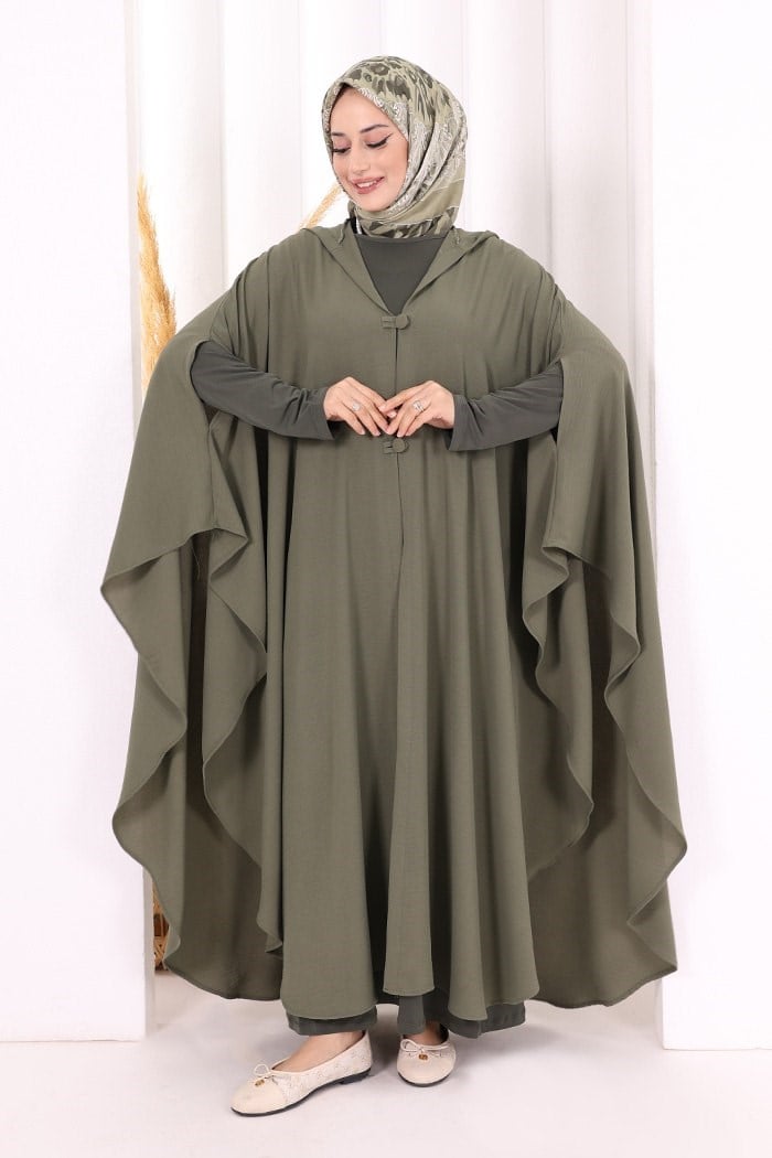 Kapüşonlu Pelerin Haki