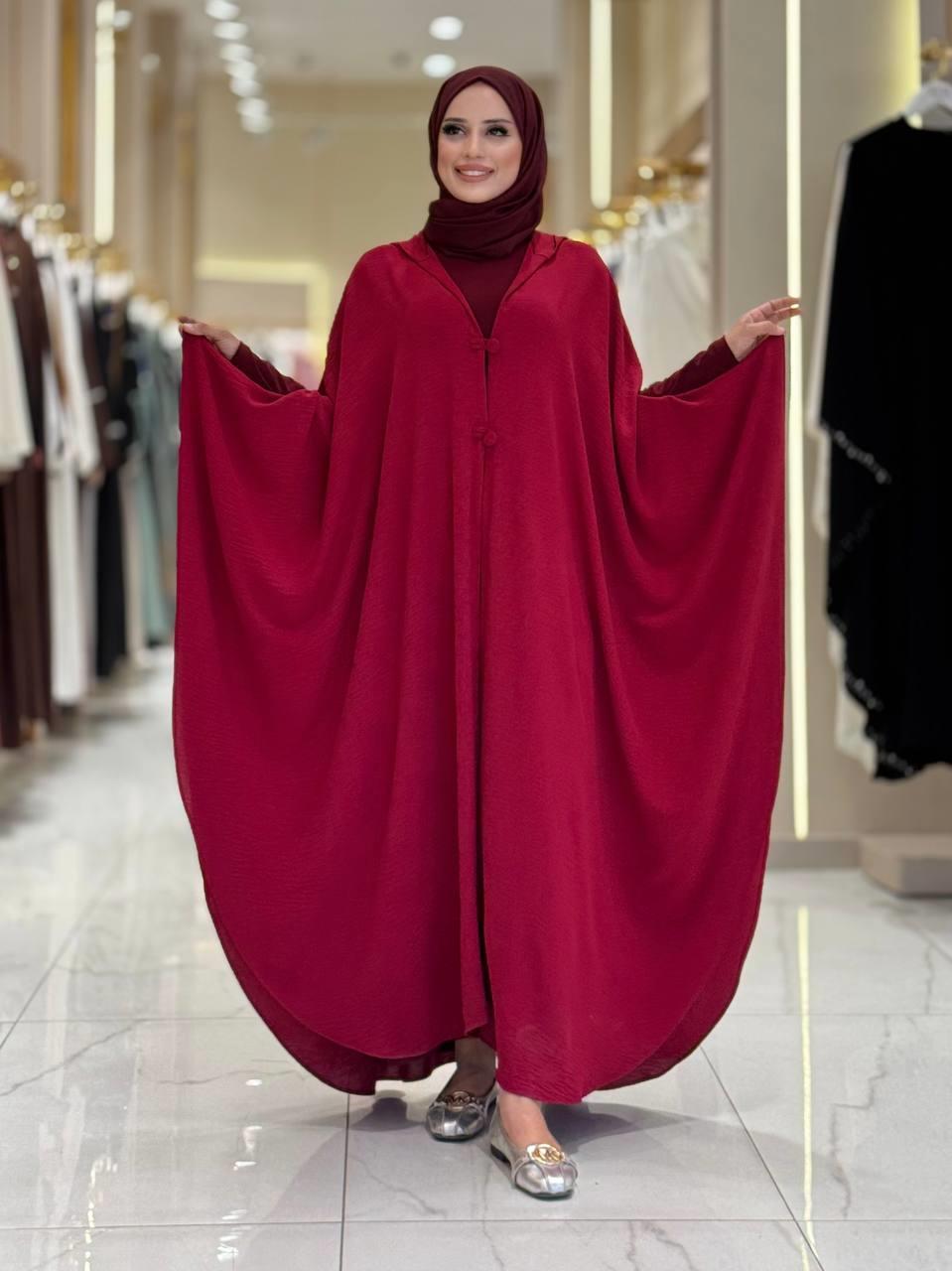 Kapüşonlu Pelerin Bordo 