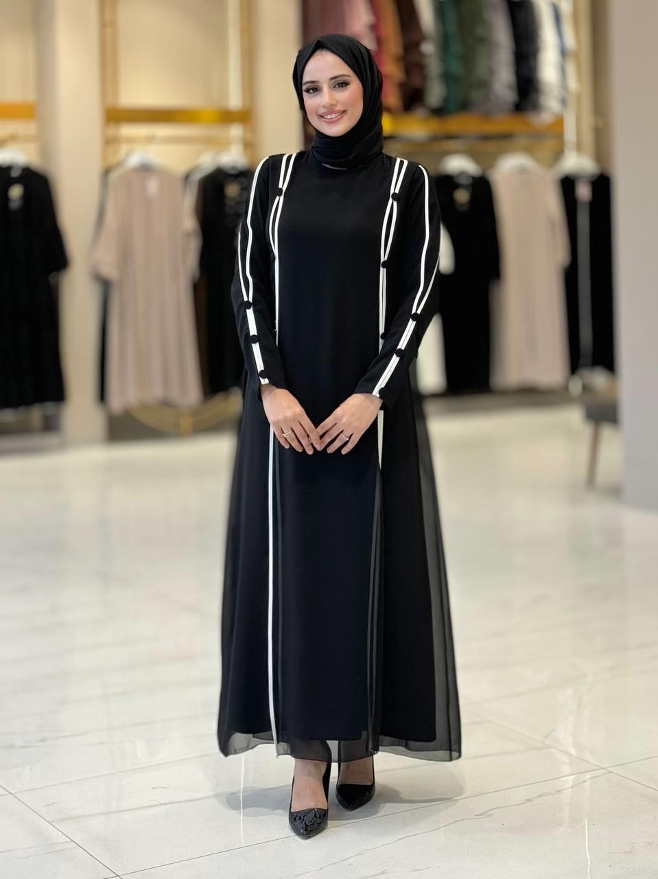 Krep Elbise Siyah Beyaz