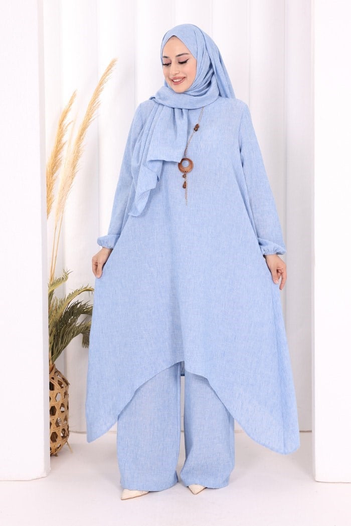 Pantolon Tunik Sal Takım İndigo