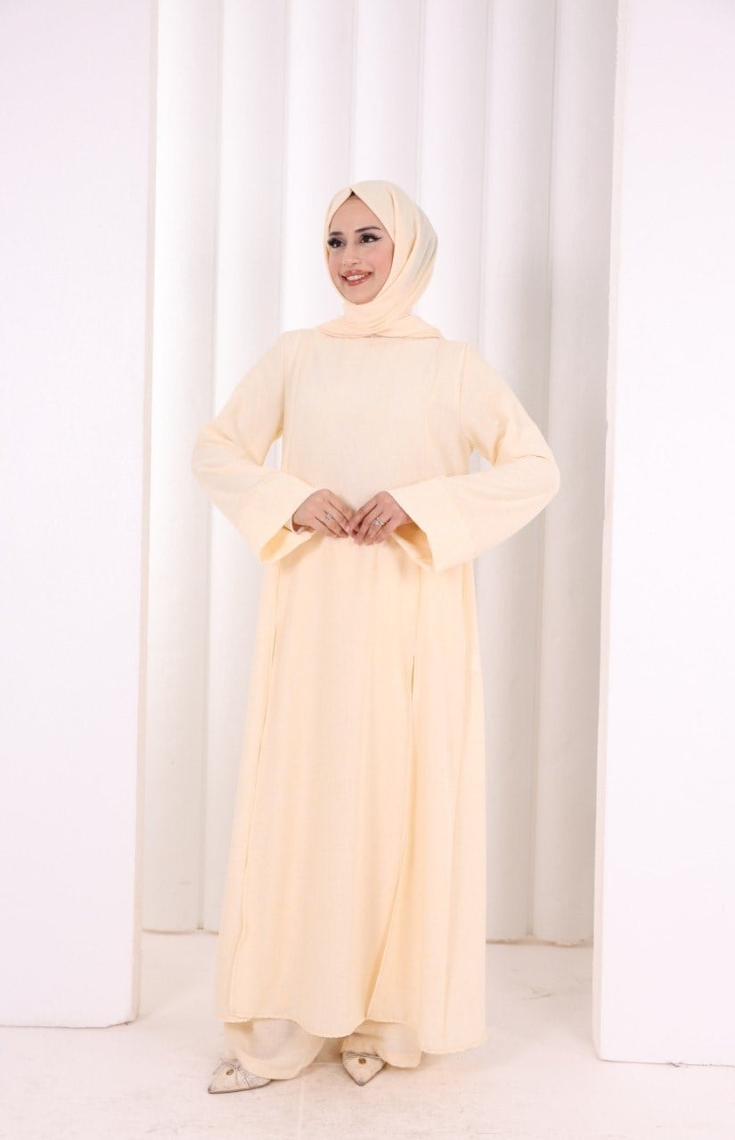 Pantolun Tunik Şal Takım Sarı