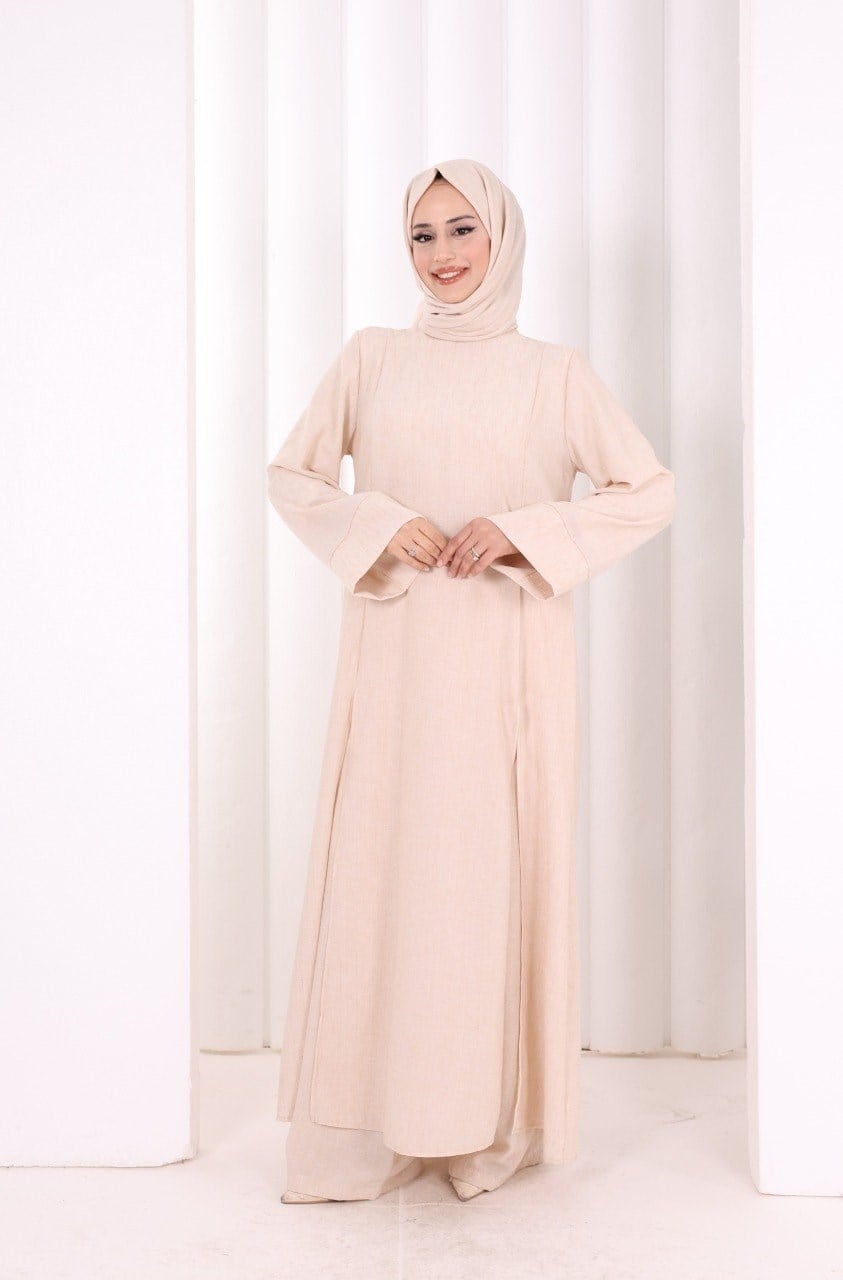 Pantolun Tunik Şal Takım Somon