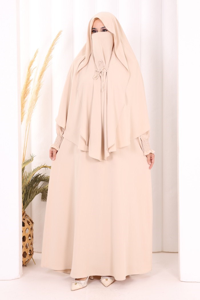 Peçeli Cilbab Elbise Taş