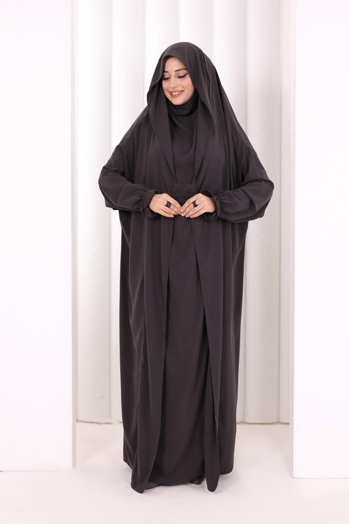 Peçeli Sufleli Cilbab Füme 