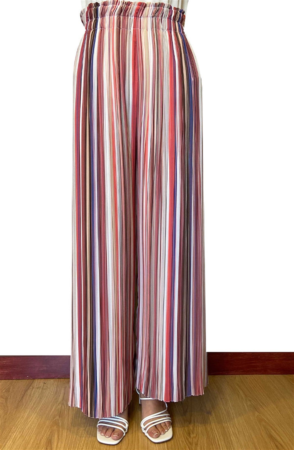 Pudra Çizgili Pantolon