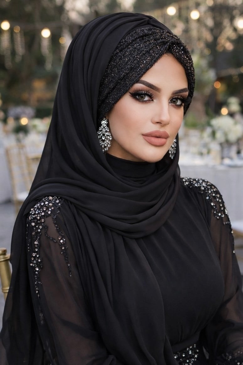 Siyah Hazır Abiye Şal