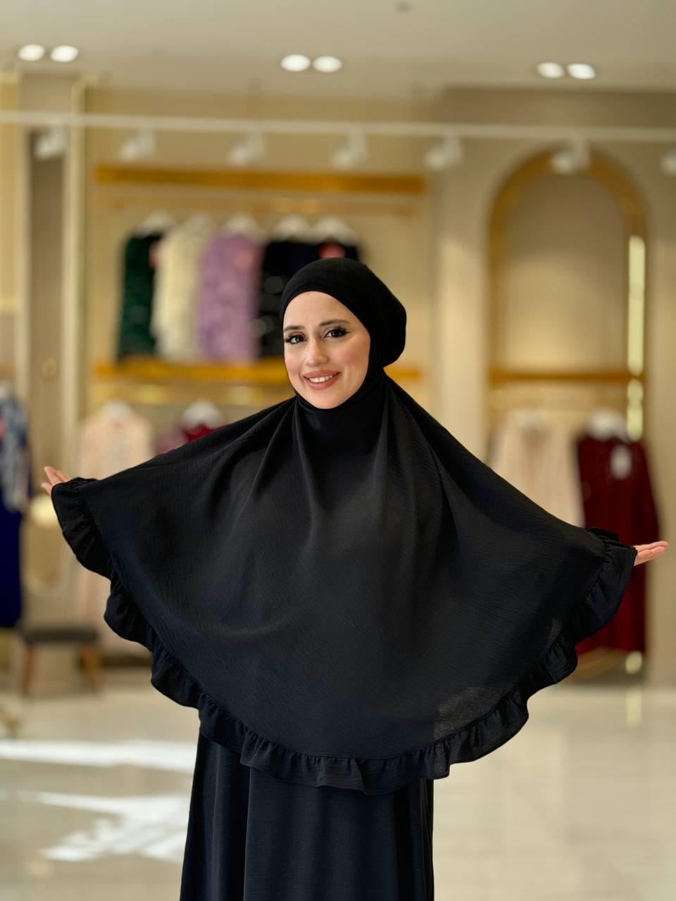 Sufleli Namaz Elbisesi Siyah